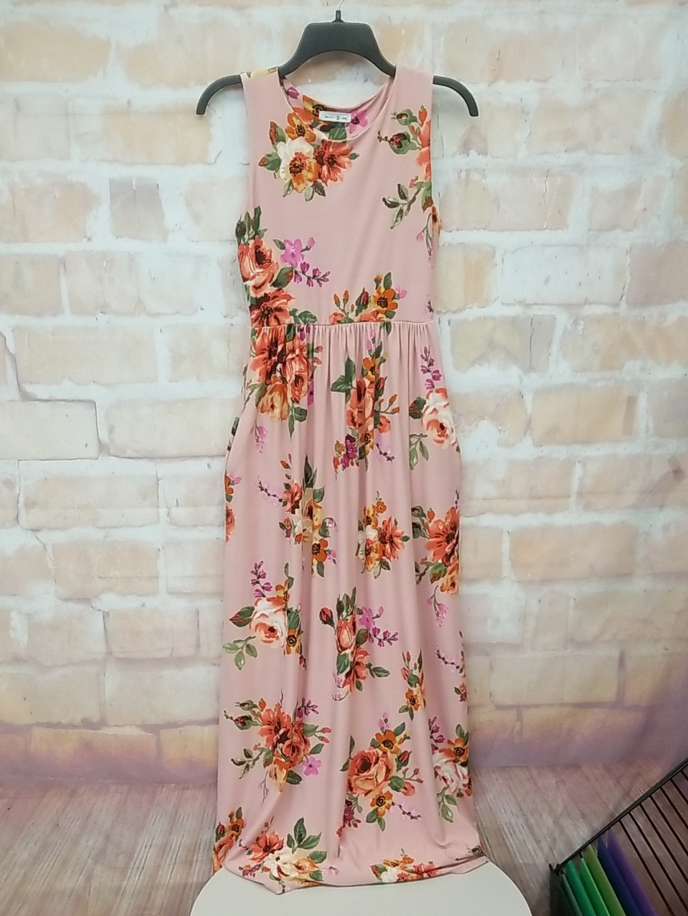 Reb & J Sleeveless Pink Floral Maxi Dress